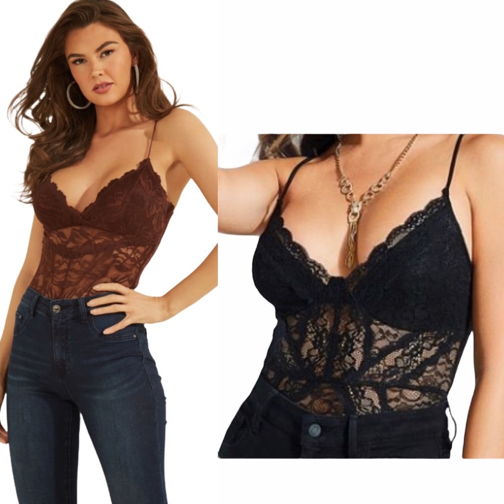 Guess Black Natasha Lace Bodysuit